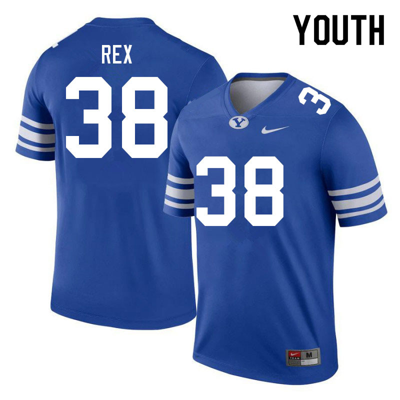 Youth #38 Preston Rex BYU Cougars College Football Jerseys Sale-Royal